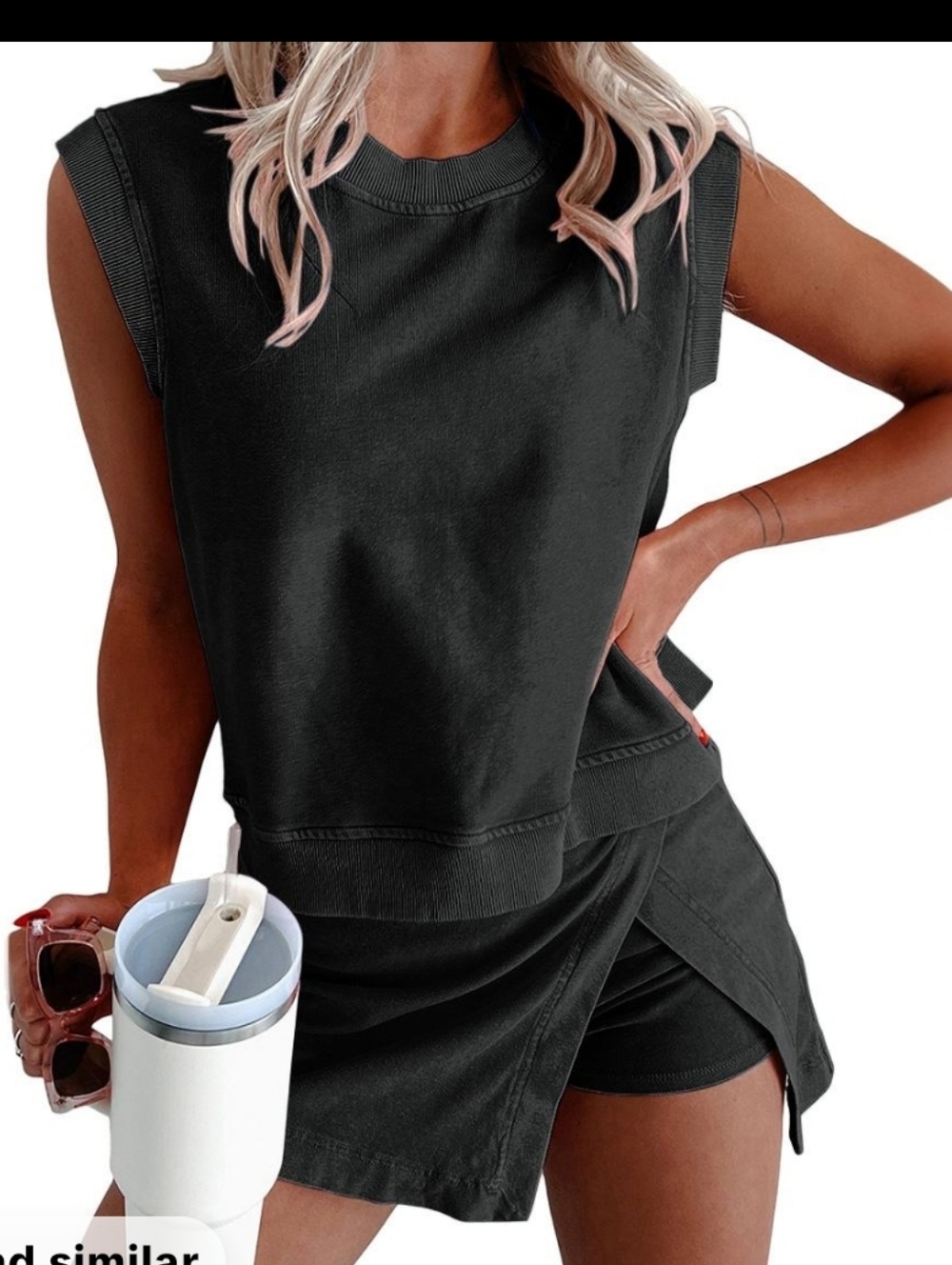 Sleeveless Black Lounge Set - Top & Skort  NWOT
